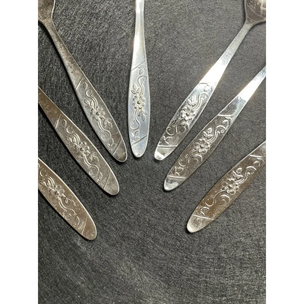 Vintage 1960s Eales 1779 Sheffield England Sugar & 6 Grapefruit Spoons Flatware